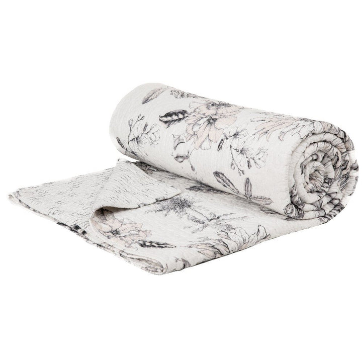 JUSTINA IVORY QUILT WITH FLOWERS DOUBLE/QUEEN 3 PCS