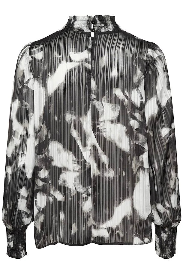 KALIFA BLOUSE "BLACK/GREY BLURRY GRAPHICS"