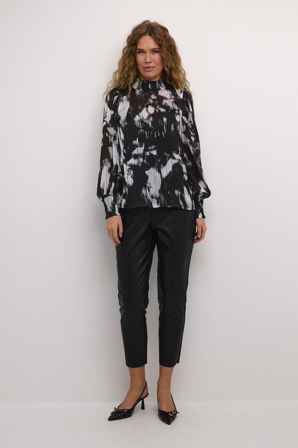 KALIFA BLOUSE "BLACK/GREY BLURRY GRAPHICS"