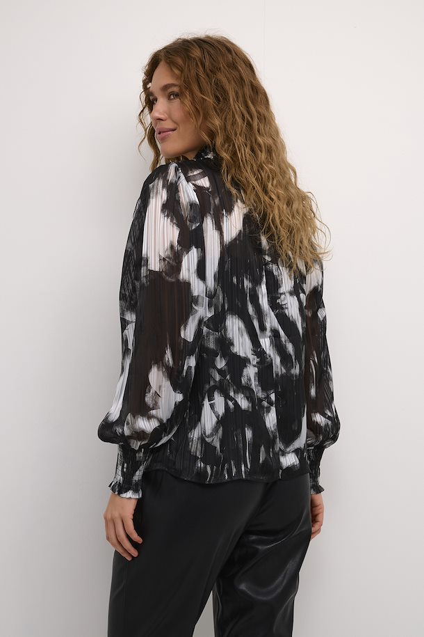 KALIFA BLOUSE "BLACK/GREY BLURRY GRAPHICS"