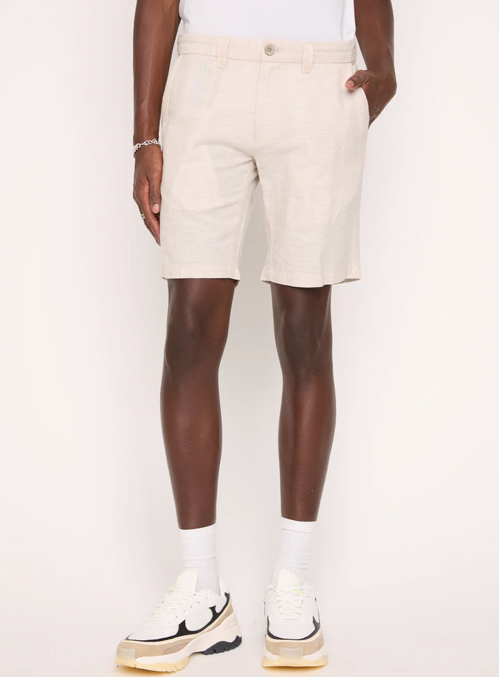 LIAM - LINEN FLAT FRONT SHORTS "NATURAL"