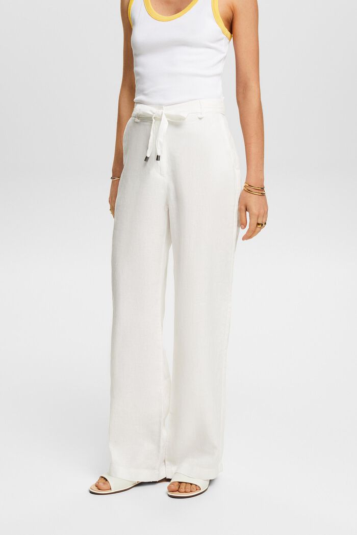LINEN BELTED WIDE LEG PANTS