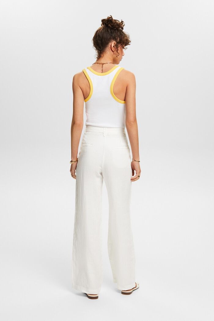 LINEN BELTED WIDE LEG PANTS