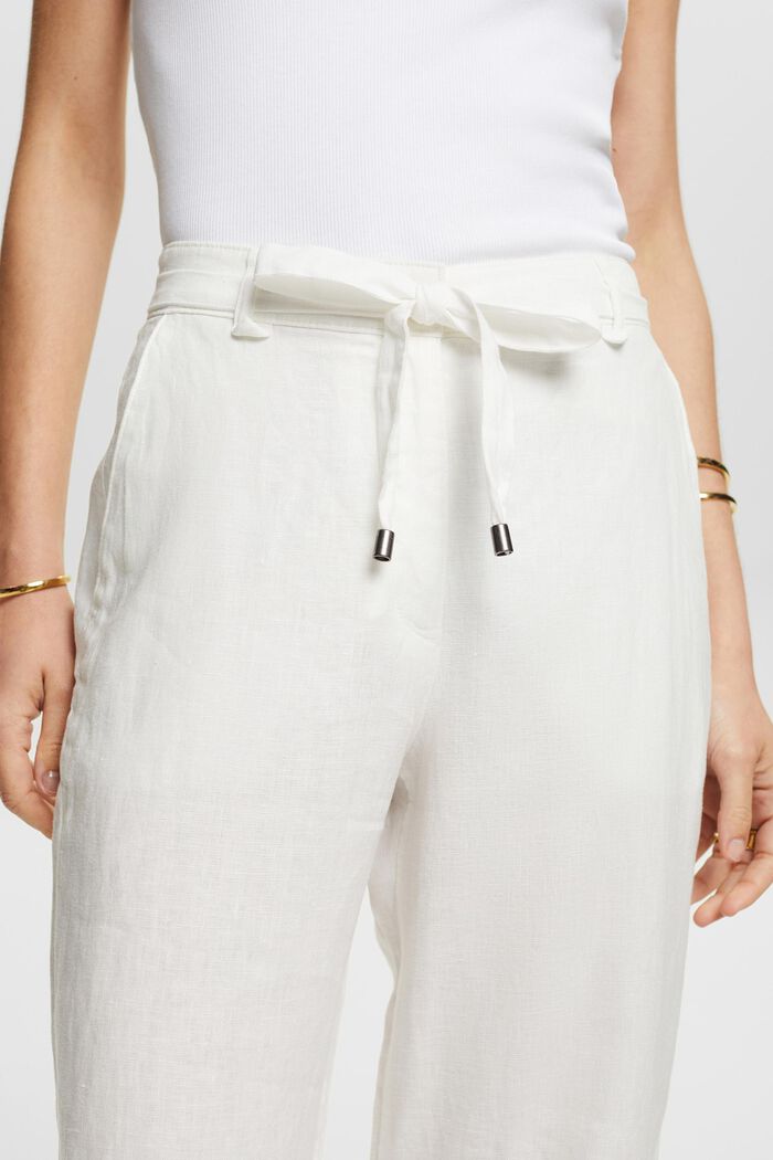 LINEN BELTED WIDE LEG PANTS