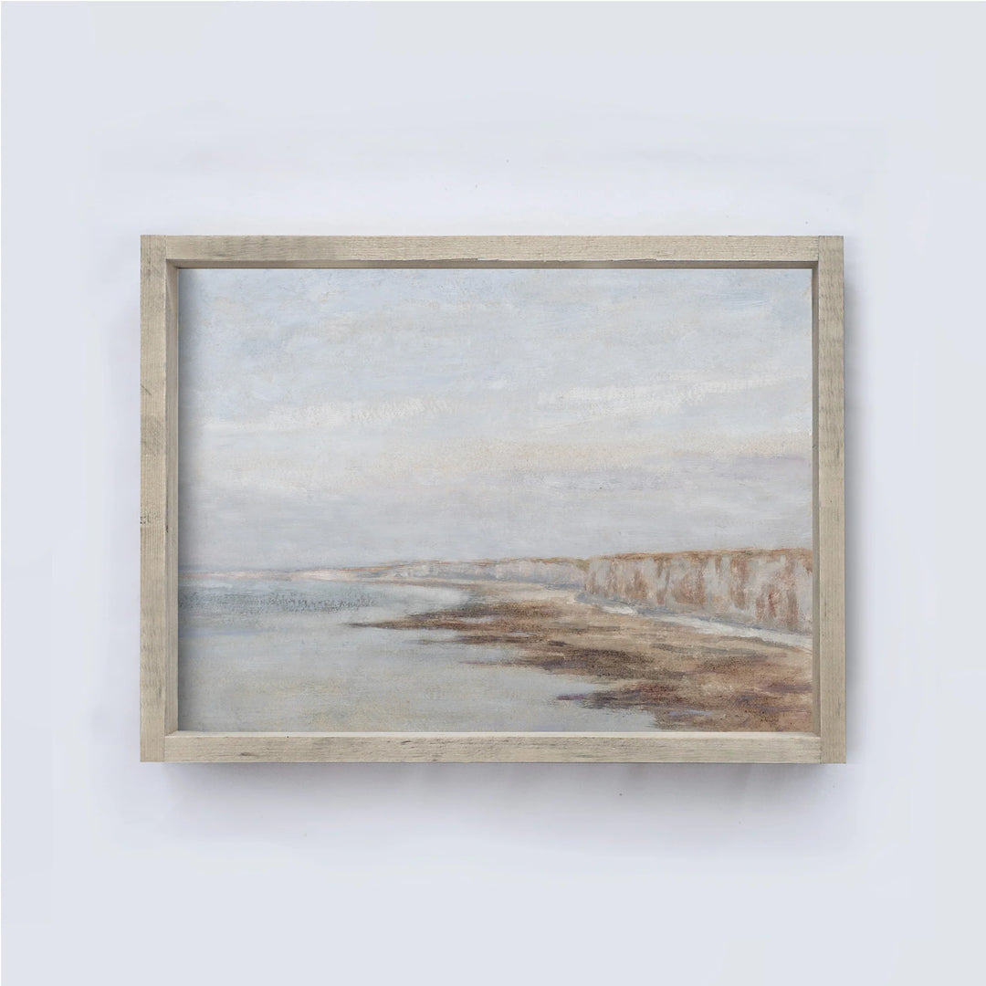 VINTAGE NEUTRAL BEACH PRINT COASTAL WALL ART "AGED FARMHOUSE" / 12x9"