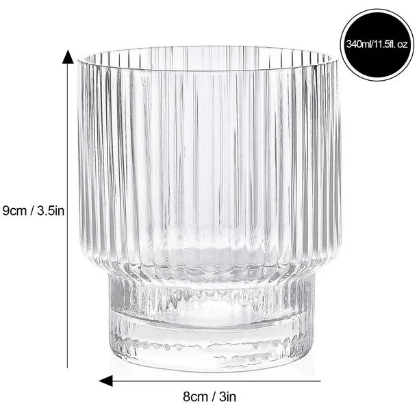 RIBBED WHISKY/OLD FASHION 340ML, SET OF 4