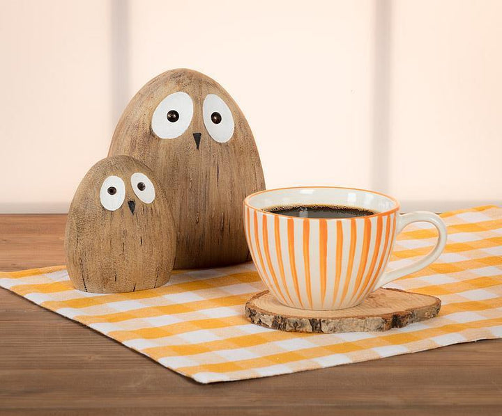 STRIPED LATTE MUG - ORANGE 3''H