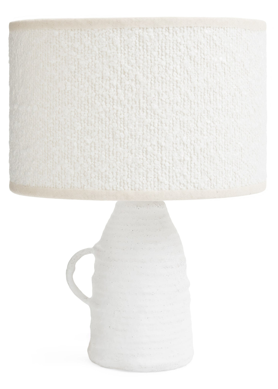 TABLE LAMP PAPER ROPE BASE W/ SHERPA SHADE - OFF-WHITE