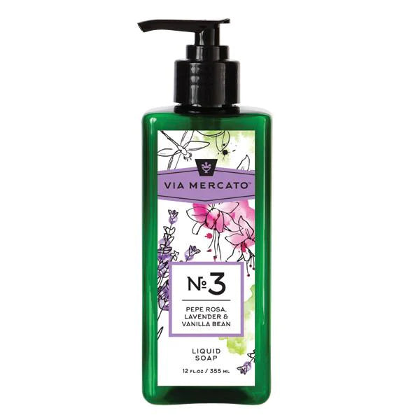 VIA MERCATO LIQUID HAND SOAP NO3 - PEPE ROSE, LAVENDER AND VANILLA