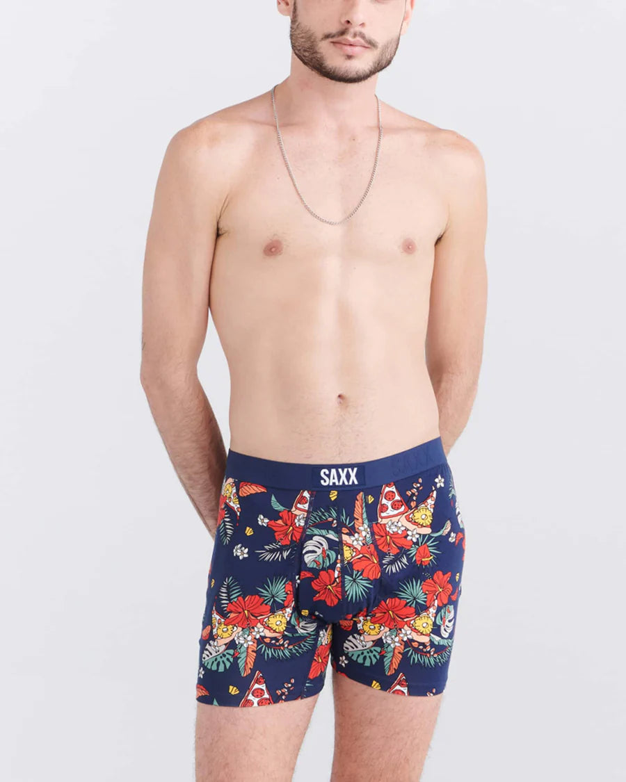 ULTRA SUPER SOFT COMFORT BLEND BOXER BRIEF 5" "HAWAIIAN PIZZA-NAVY"