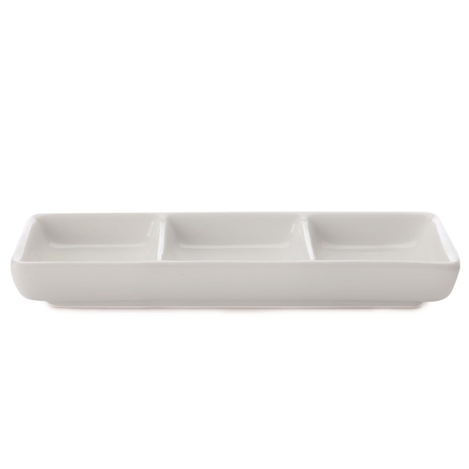 WHITE BASICS 3 SECTION PLATTER
