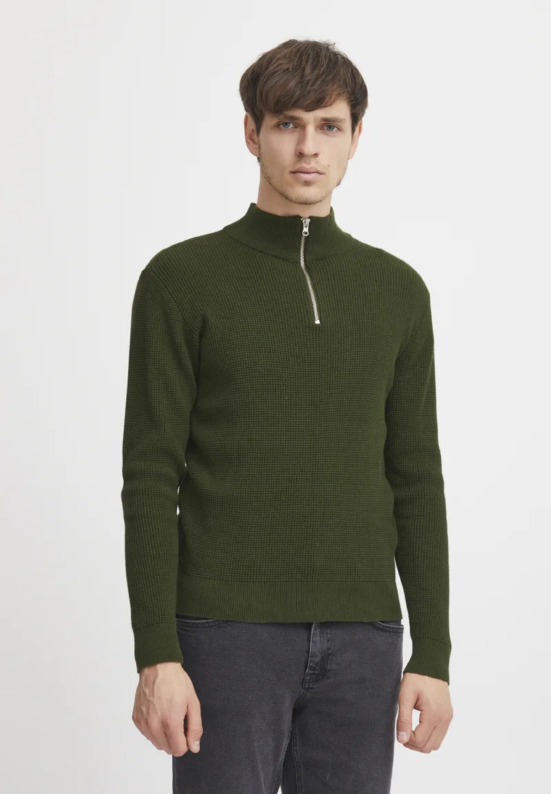 Casual Friday Karlo Half Zipper Knit - Rifle Green