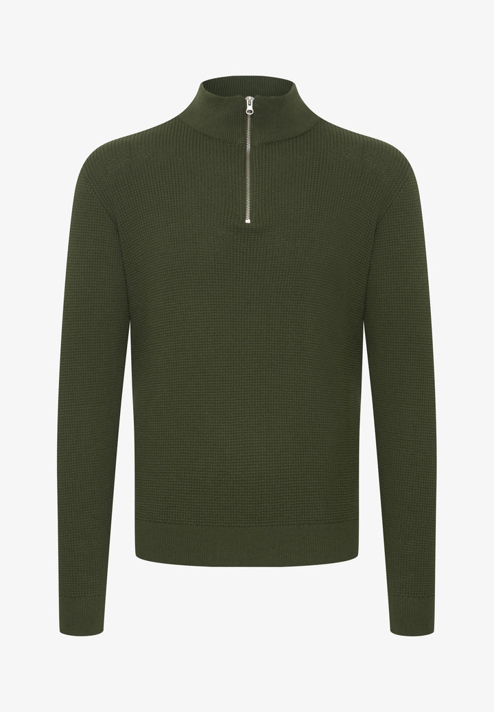 Casual Friday Karlo Half Zipper Knit - Rifle Green