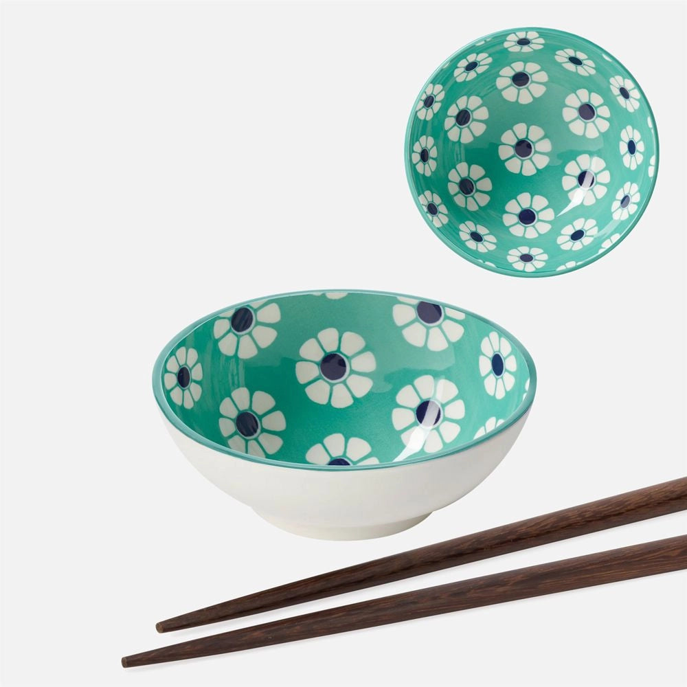 KIRI SAUCE DISH 3'' - TEAL & BLUE DAISY