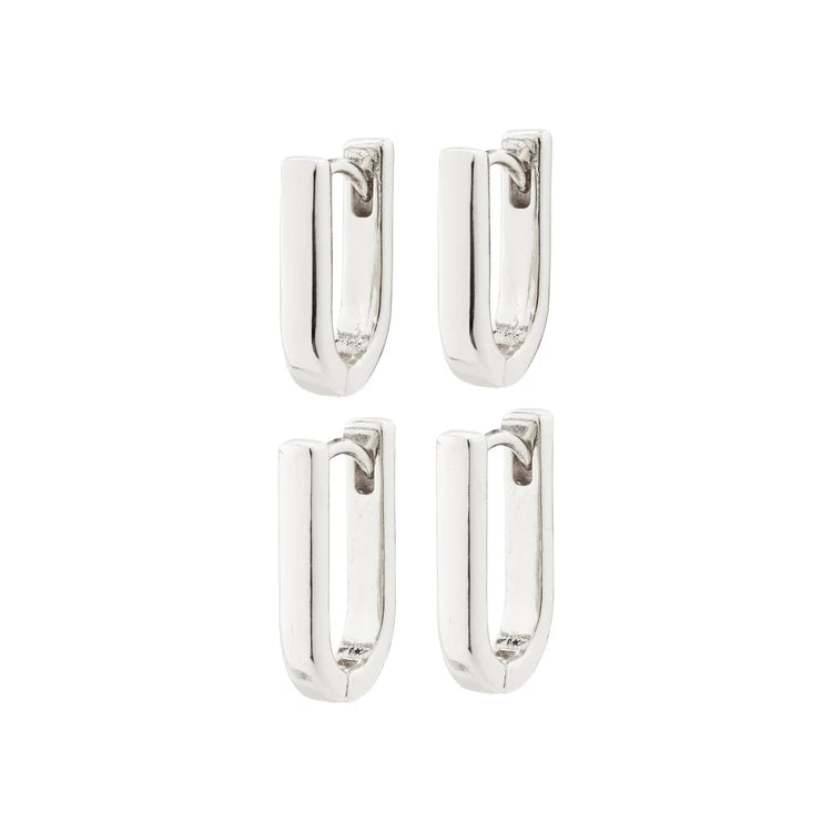 STAY EARRINGS 2-IN-1 SET SILVER-PLATED