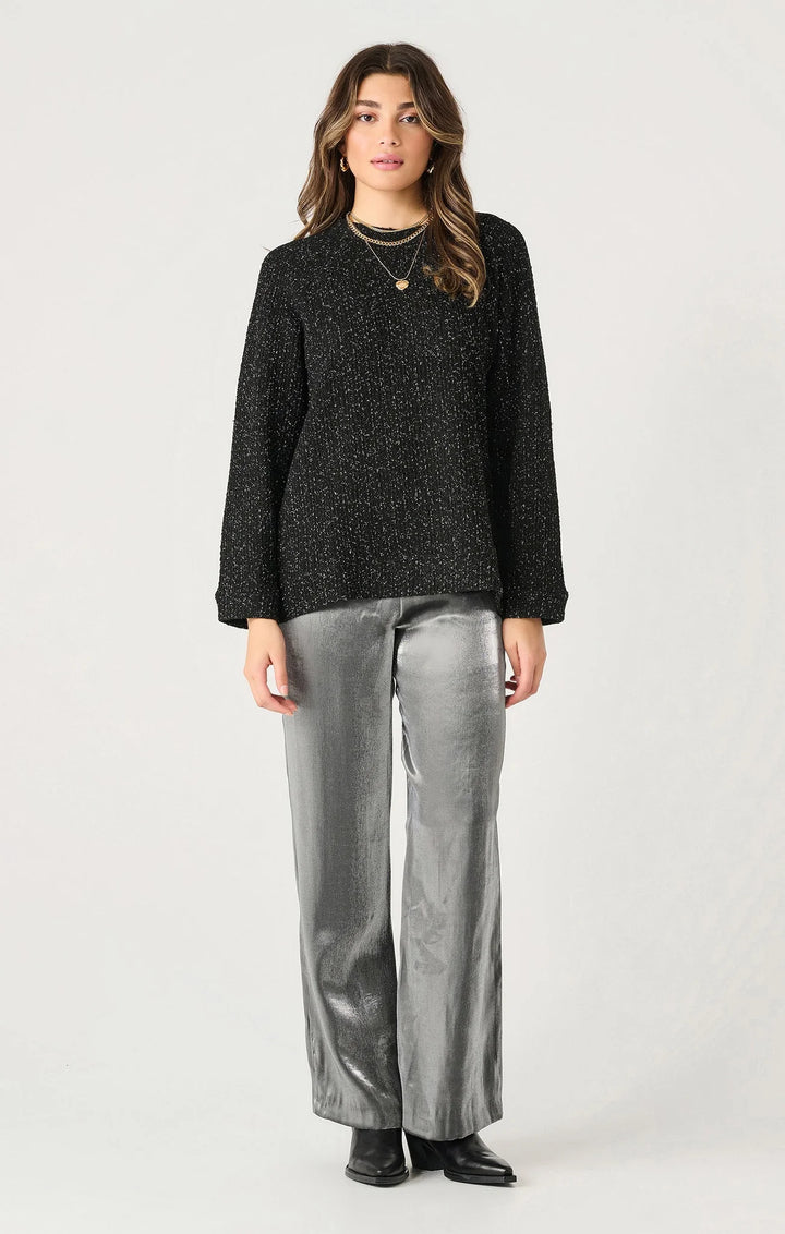LS OVERSIZED SHIMMER TOP "BLACK"