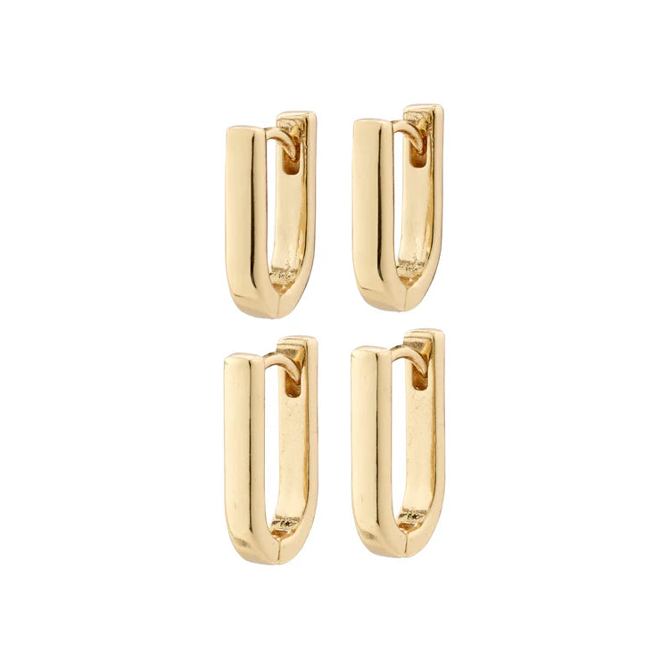 STAY RECYCLED EARRINGS 2-IN-1 SET GOLD-PLATED