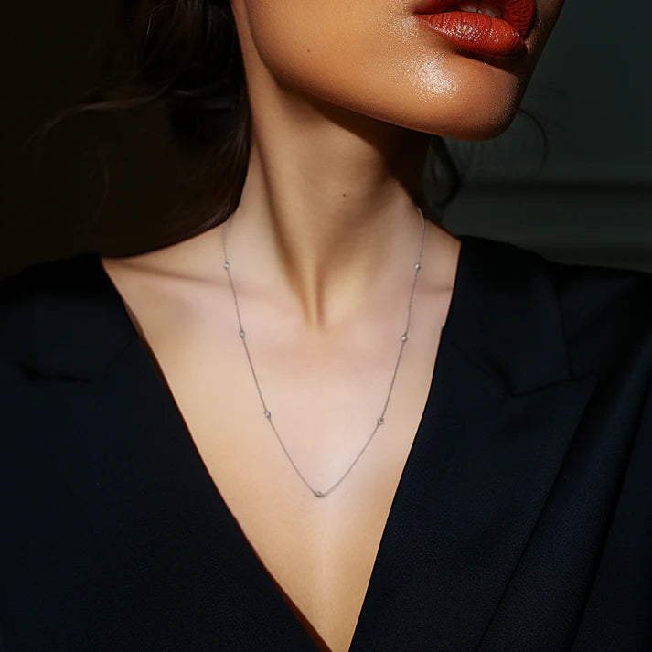 ELEVEN PEARLS NECKLACE "STEEL"