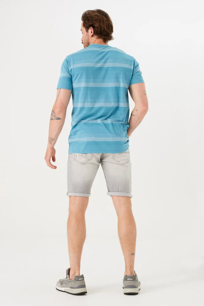 GARCIA STRIPED T-SHIRT "LIGHT TEAL"