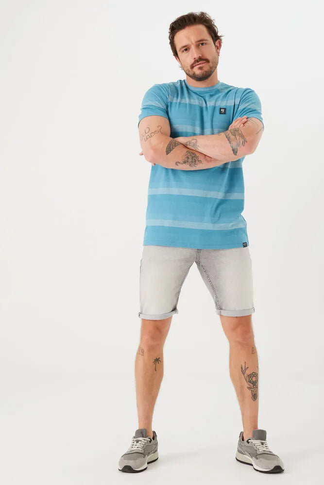 GARCIA STRIPED T-SHIRT "LIGHT TEAL"