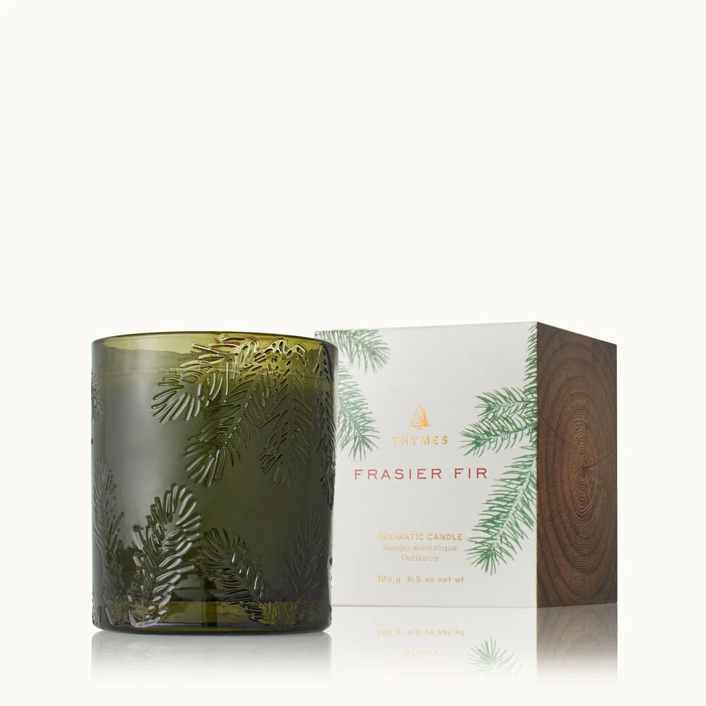 THYMES FRASIER FIR POURED CANDLE MOLDED GREEN GLASS