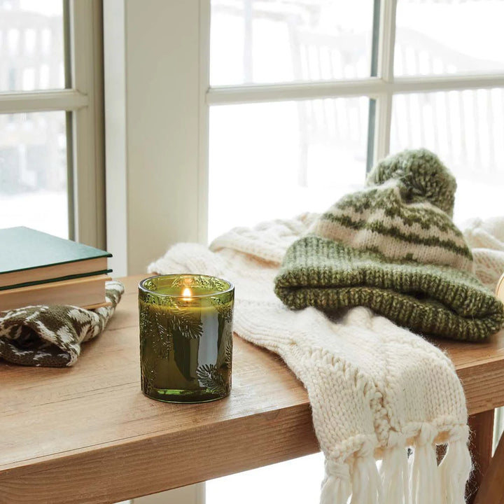 FRASIER FIR POURED CANDLE MOLDED GREEN GLASS