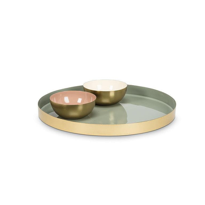 MEDIUM ROUND ENAMEL TRAY - GREEN 12''D