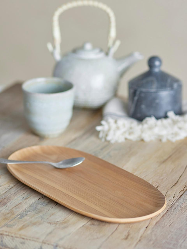 OVAL OAK WOOD SERVING TRAY NATURAL 12.1/4X6