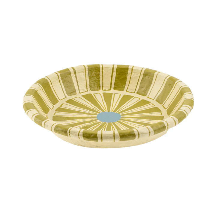 PAINTED PAPER MACHE TRAY - SMALL, GREEN STRIPE