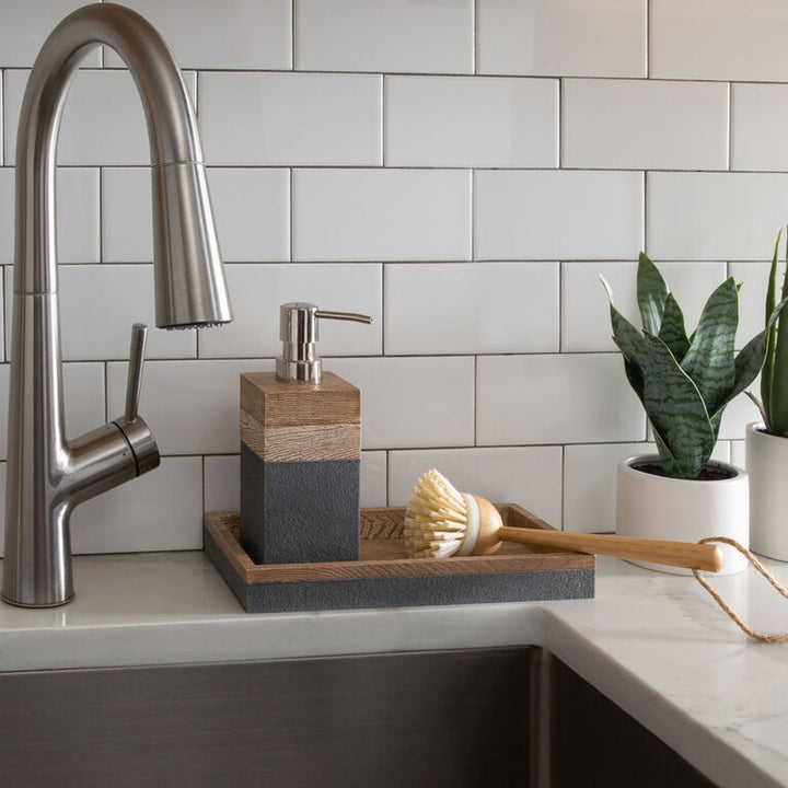 KENORA RESIN TRAY - GREY/BROWN