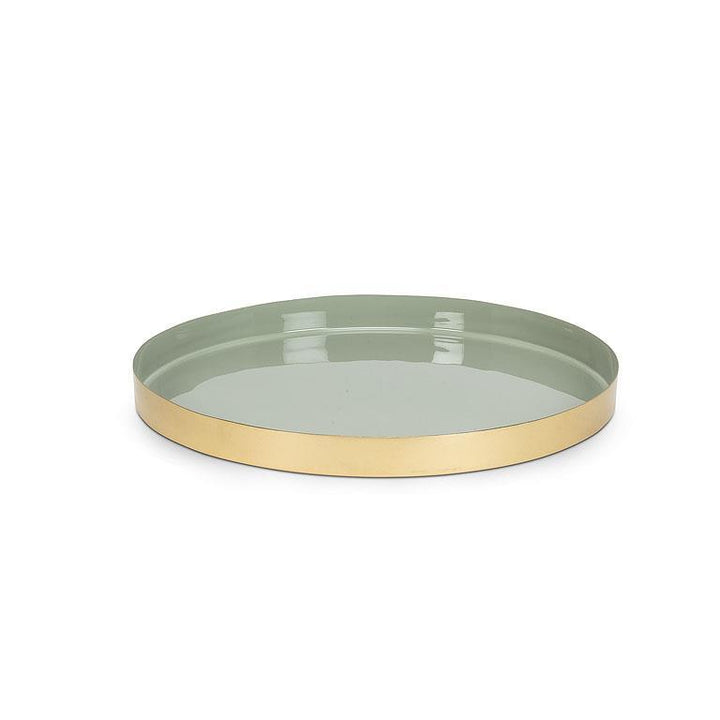 MEDIUM ROUND ENAMEL TRAY - GREEN 12''D