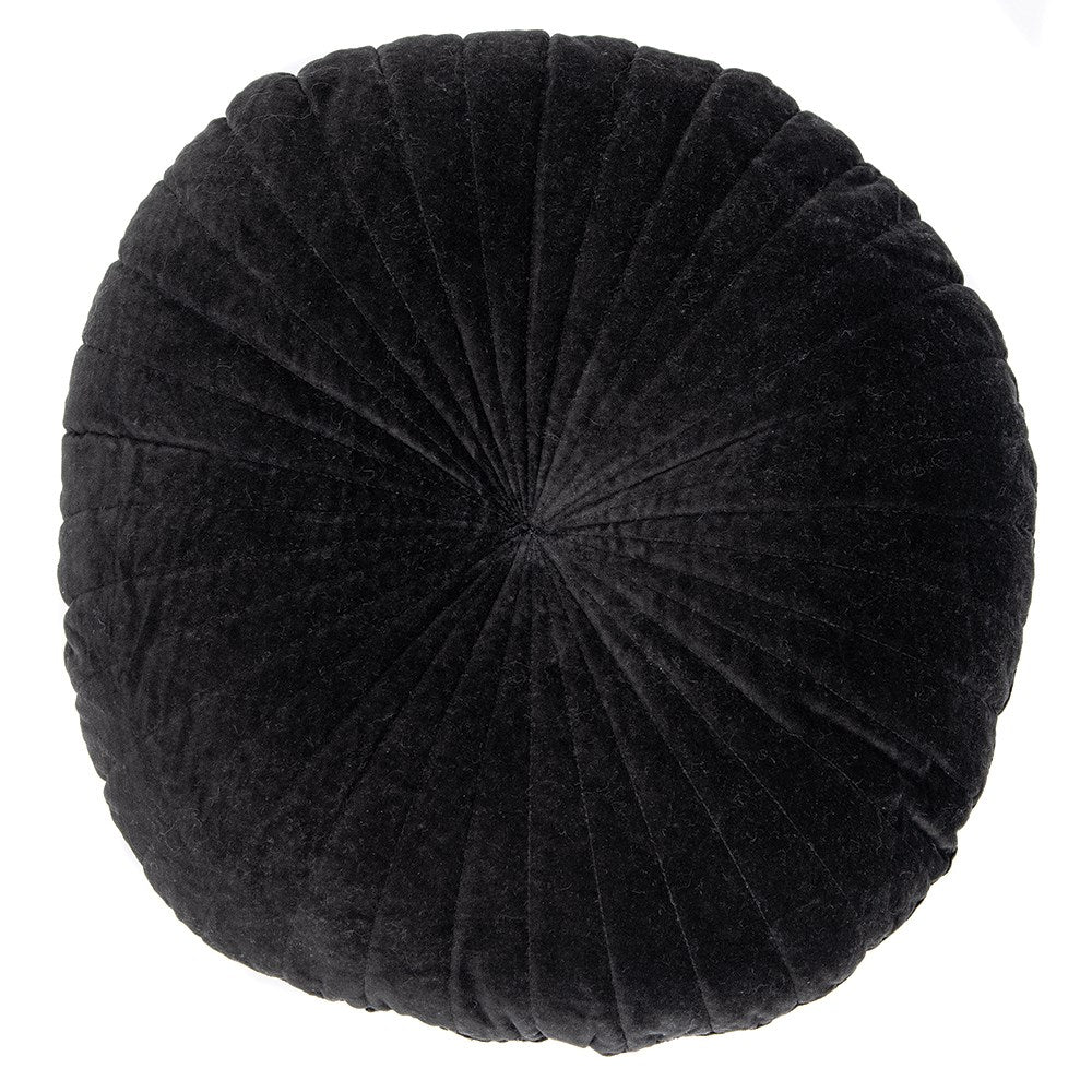 VELVET BLACK ROUND DECORATIVE PILLOW 18"