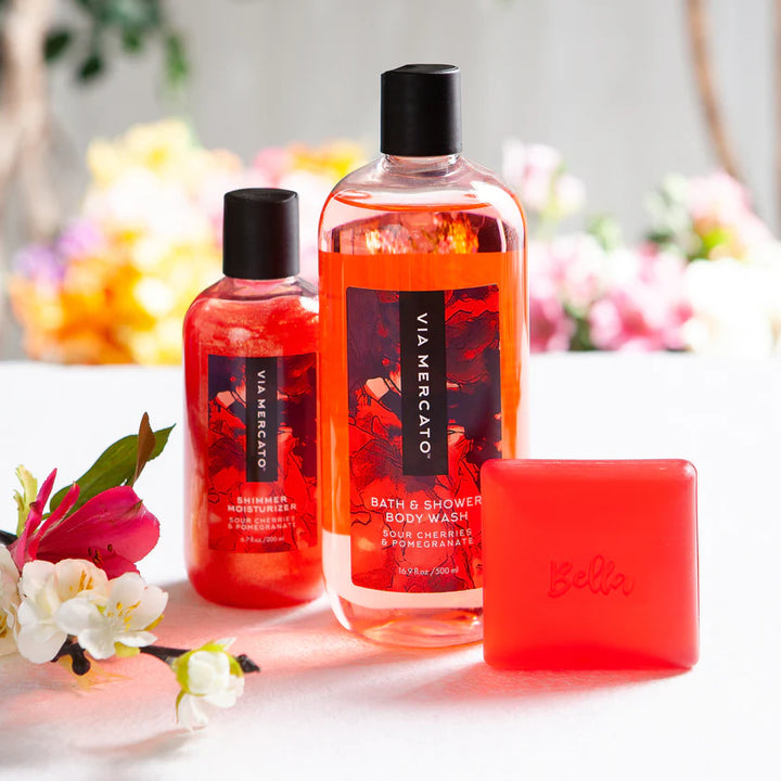 VIA MERCATO BELLA 500ML SHOWER GEL - SOUR CHERRIES AND POMEGRANATE