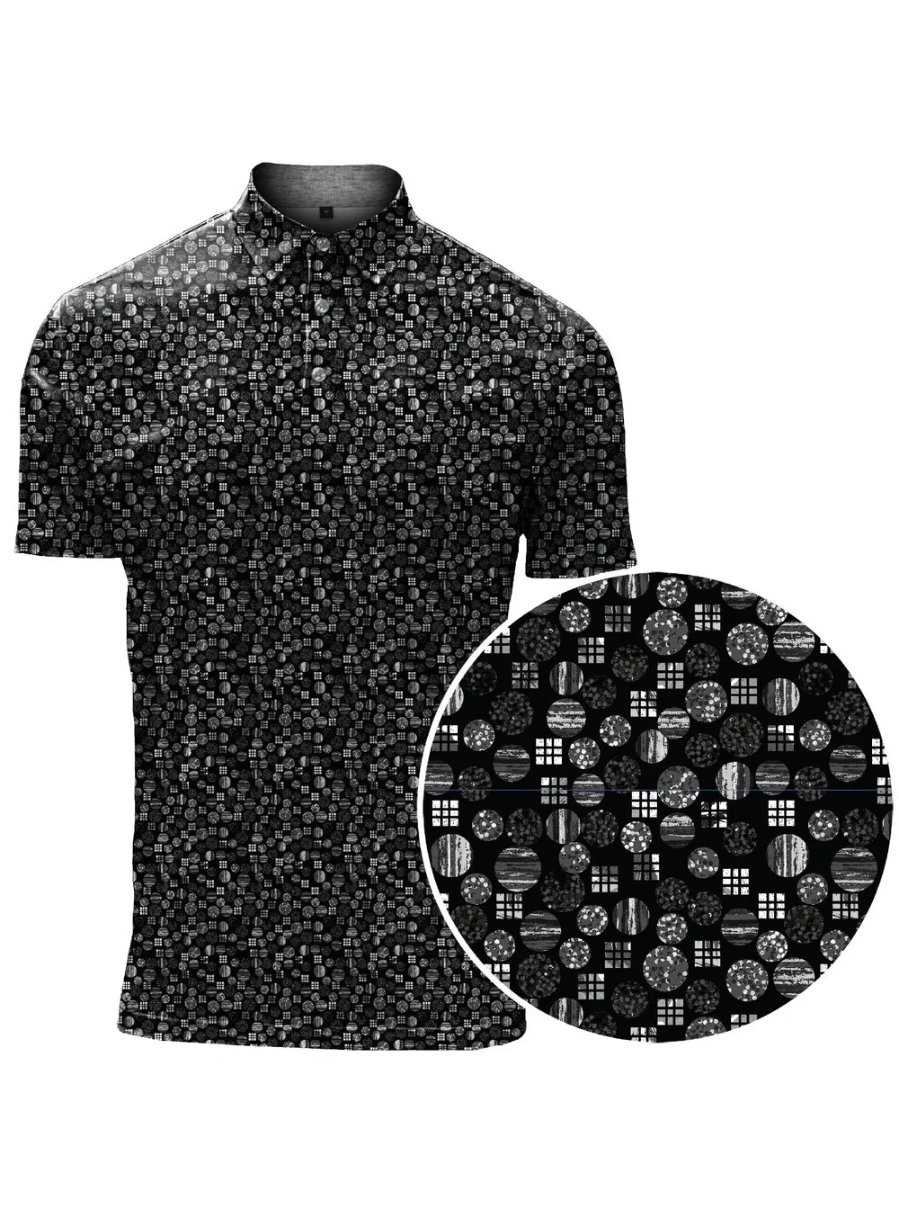VICK - DOT AND SQUARE PRINTED POLO "BLACK"