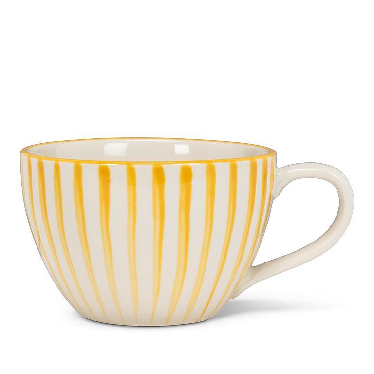 STRIPED LATTE MUG - YELLOW 3''H
