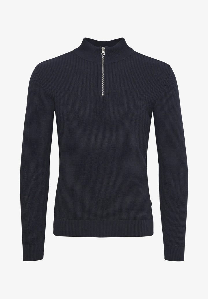 Casual Friday Karlo Half Zipper Knit - Anthracite Black