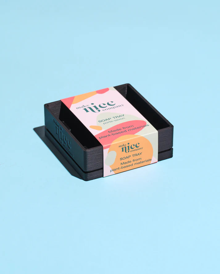 MAKE NICE COMPANY SOAP TRAY - BLACK (PLANT BASE)