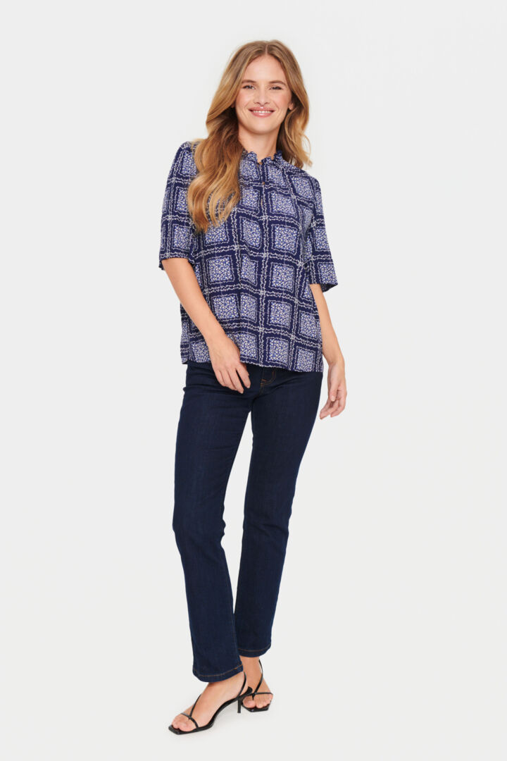 DESIREESZ BLOUSE "Patriot Blue Flower"