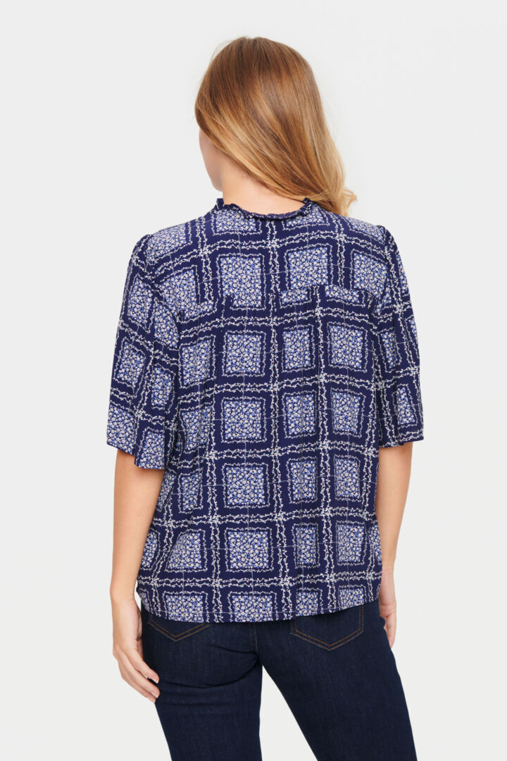DESIREESZ BLOUSE "Patriot Blue Flower"