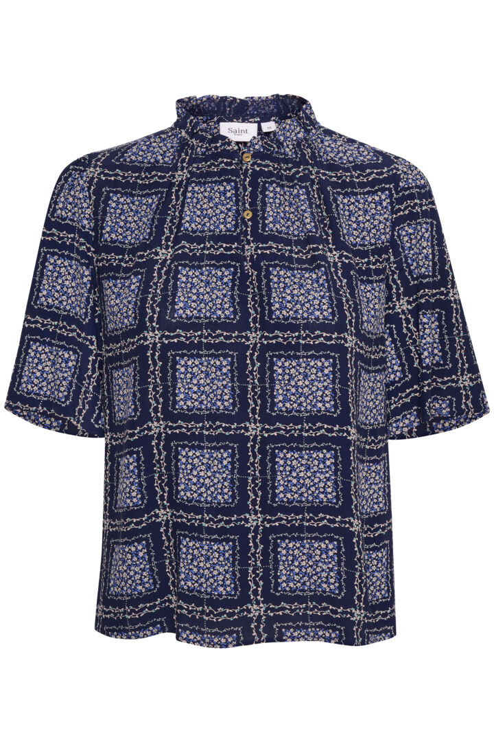 DESIREESZ BLOUSE "Patriot Blue Flower"