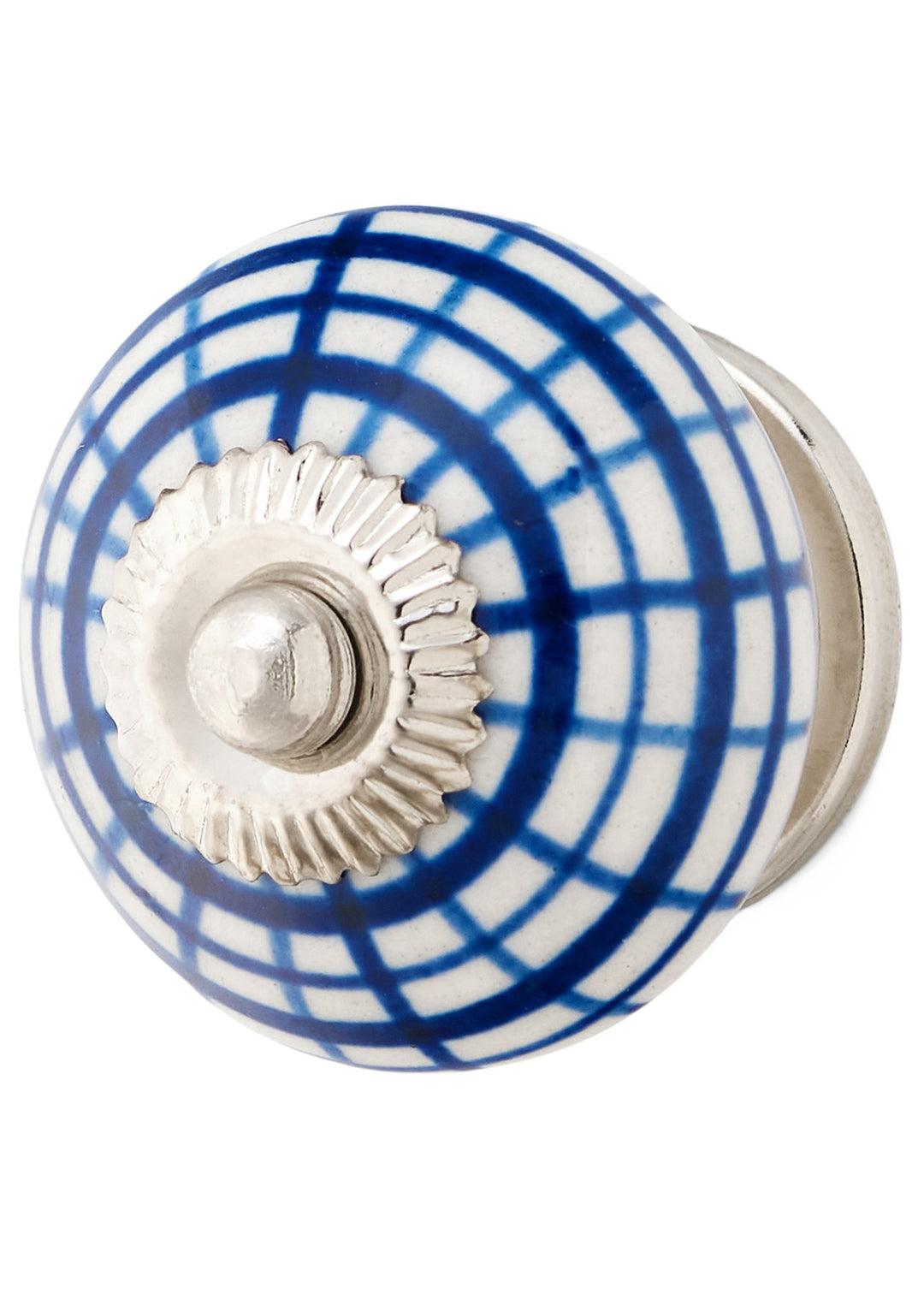 PAINTED CERAMIC KNOB - WHITE-NAVY
