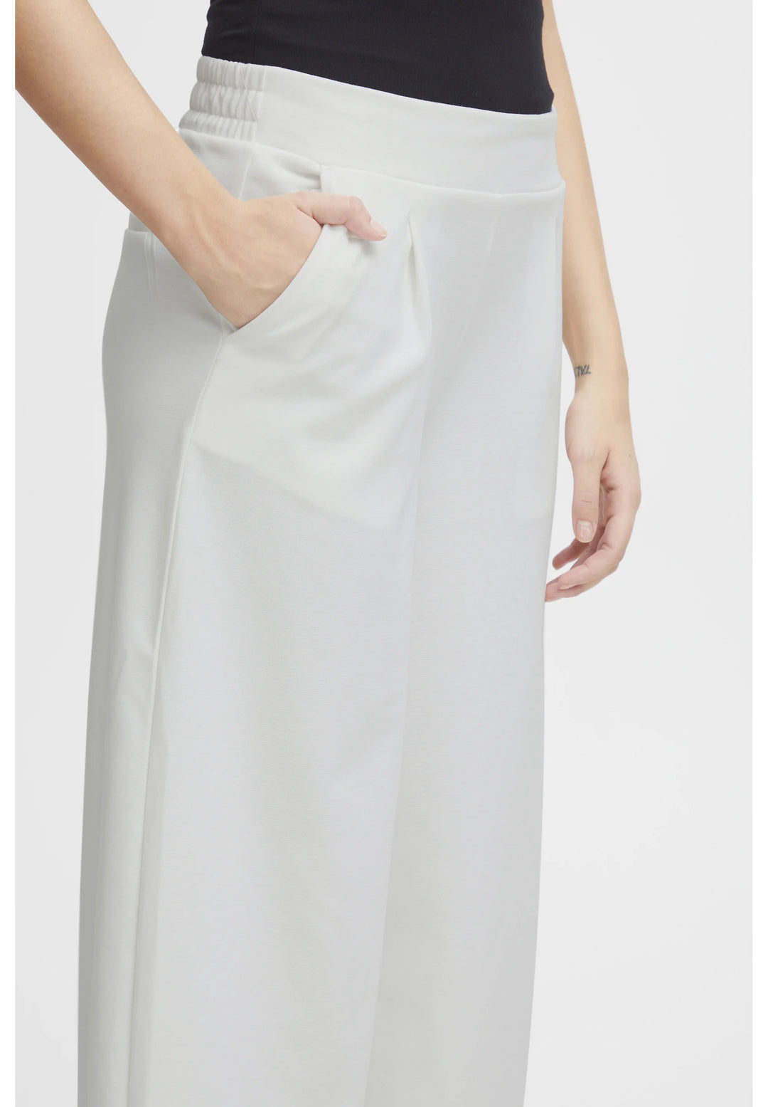 IHKATE SUS LONG WIDE TROUSERS "Cloud Dancer"