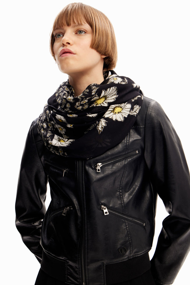 Desigual - Rectangular Patchwork Daisy Foulard
