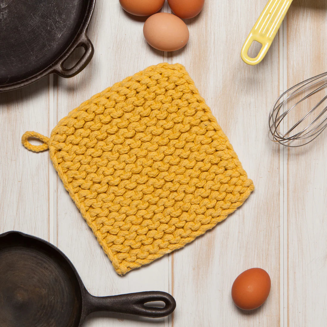 DANICA KNIT POT HOLDER OCHRE