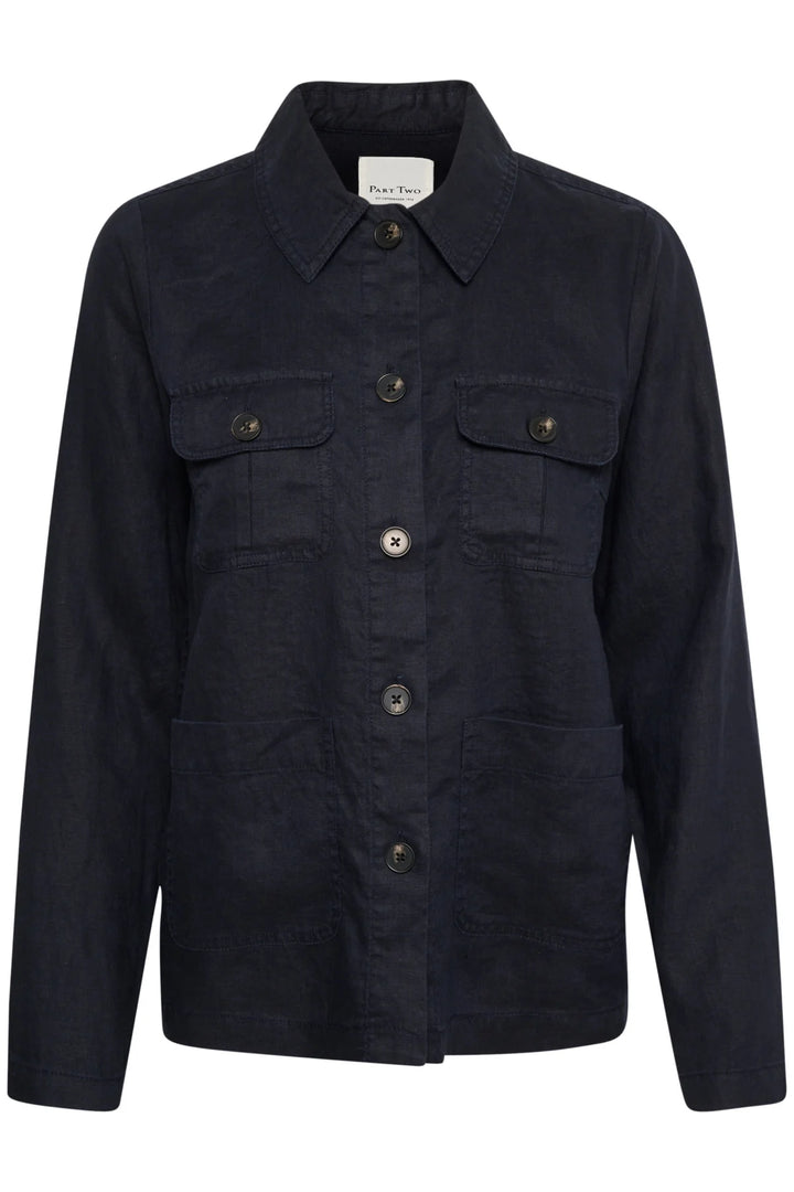 ELNORAPW LINEN BLAZER "Dark Navy"