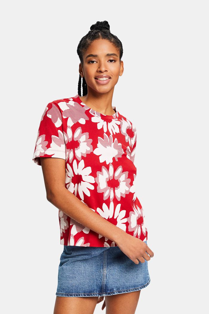 FLOWER PRINT CREWNECK T-SHIRT