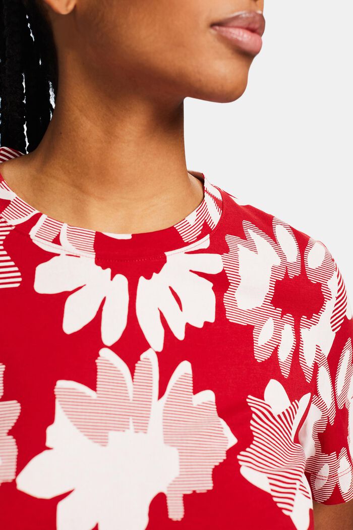 FLOWER PRINT CREWNECK T-SHIRT