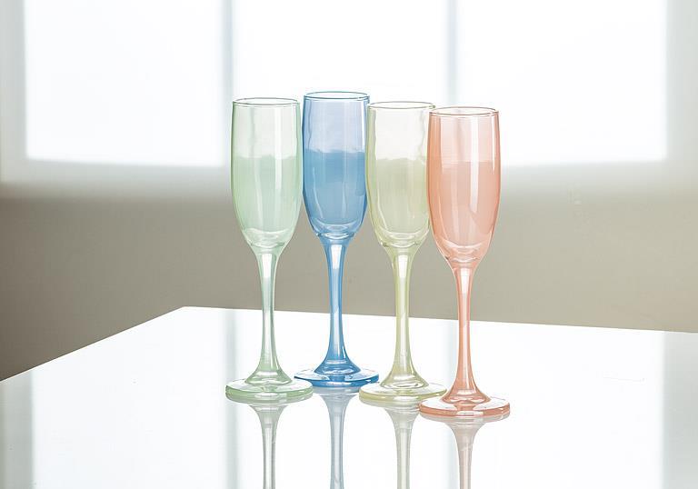 SHEER PASTEL FLUTE - 4 ASSORTED 8.5''H