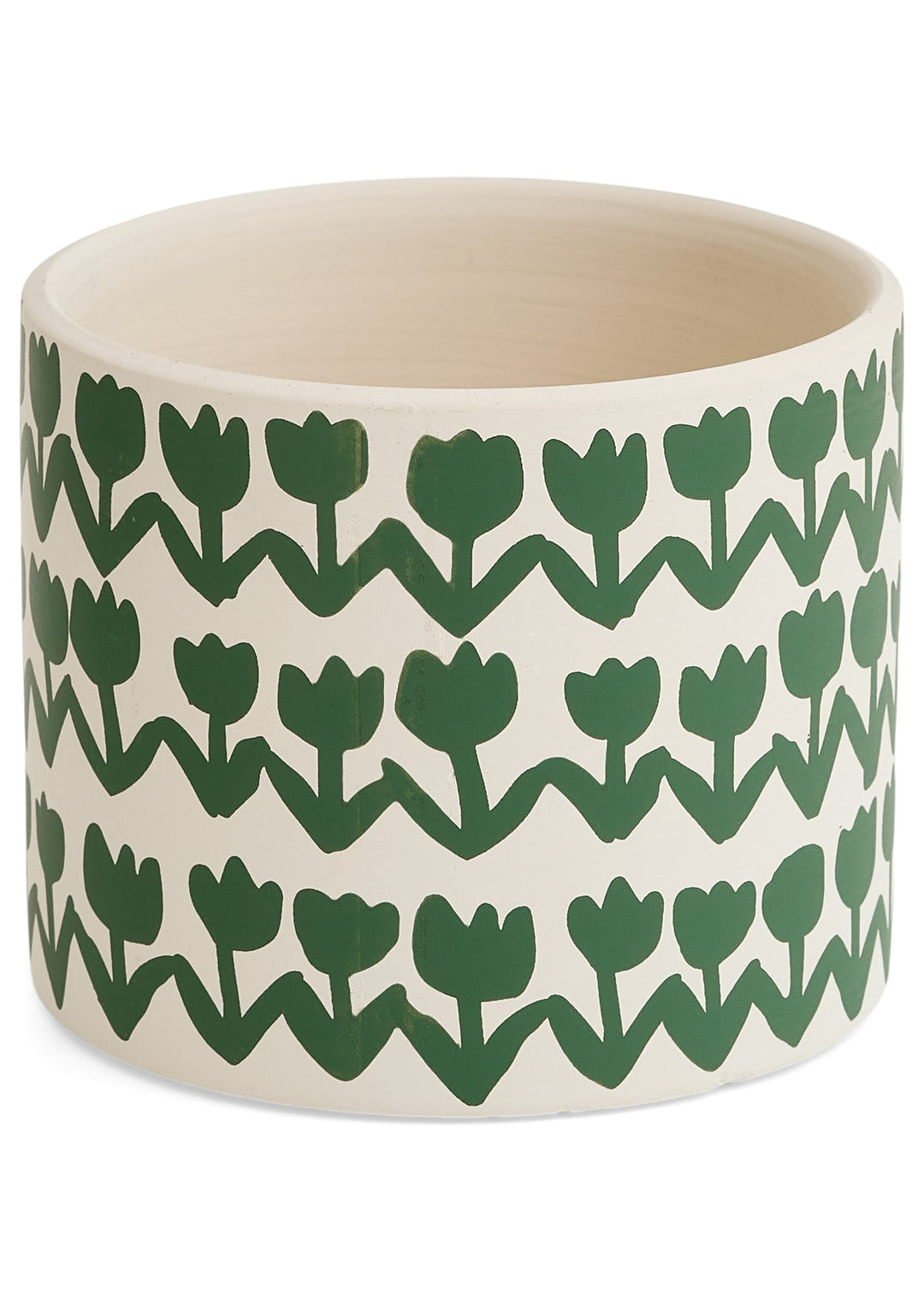 TULIPS DESIGN CEMENT PLANTER - GREEN/CREAM 4X3