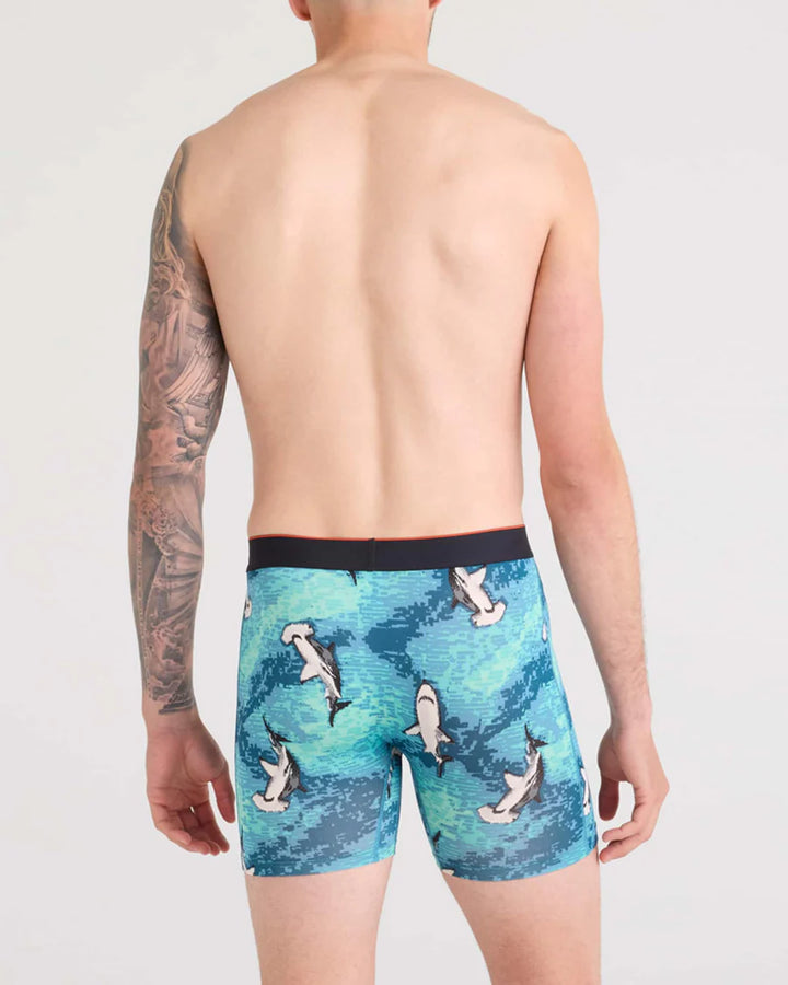 MULTI-SPORT MESH PERFORMANCE BOXER BRIEF 6" "HAMMERHEAD CAMO-AQUA"